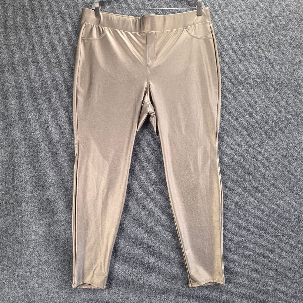 Torrid Metallic Pewter‎ Grey Shiny PU Leggings Plus Size 3X 22-24 New With Tags